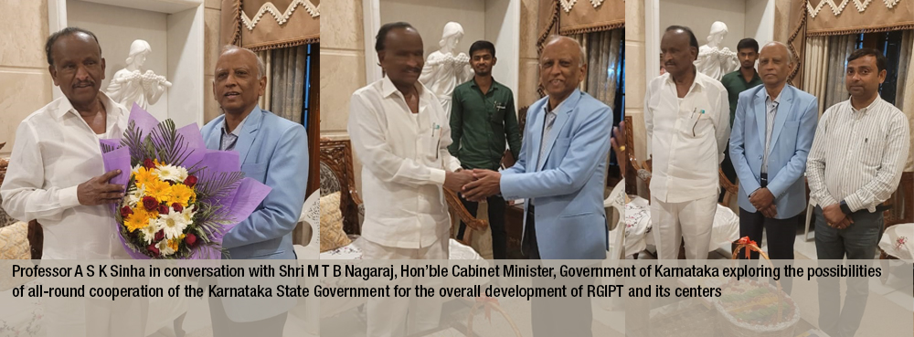 Hon’ble Cabinet Minister, Government of Karnataka Shri M T B Nagaraj called on Professor A S K Sinha Director RGIPT II Bengaluru II January 31, 2023